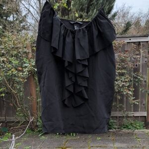 H&M Black Ruffle-Front Tank Top